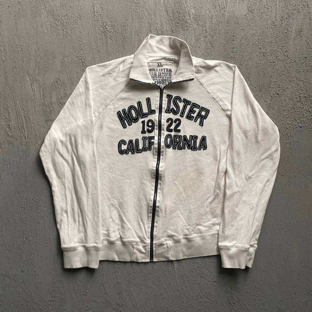 Vintage Graphic Full Zip Sweatshirt Mens XL White 2000s Hollister